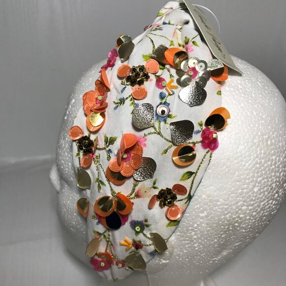 Charlie Paige Floral Embellished Headband With Sequins & Beads - Picture 2 of 7